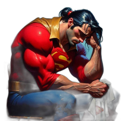 comic book art, concept art, photorealistic, fantasy art, muscular, man, red, superman transparent PNG cut-out