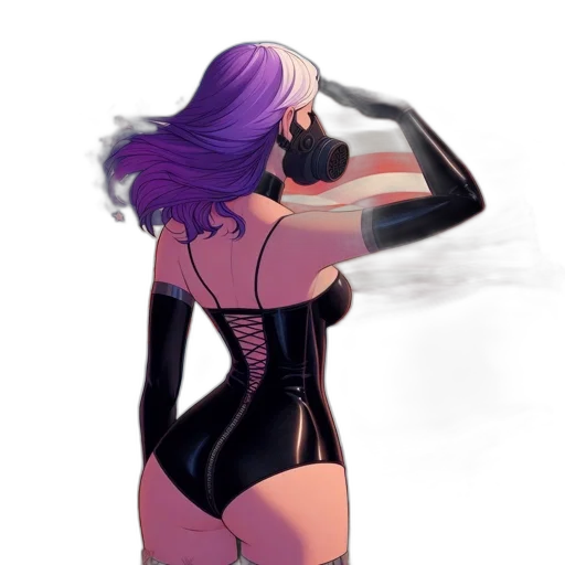 dress, mask, jacket, hair, concept art, cyberpunk, watercolor, comic book art transparent PNG cut-out