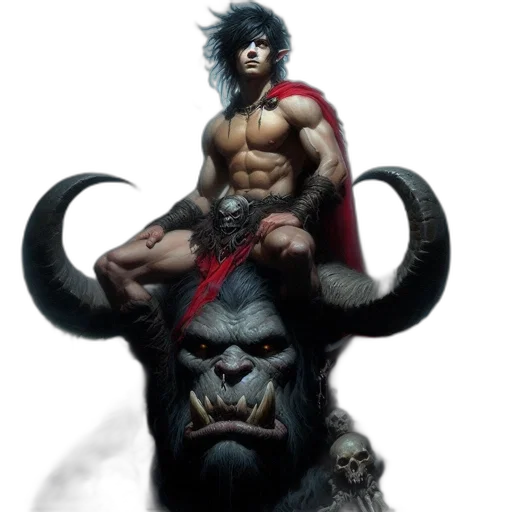 concept art, fantasy art, comic book art, photorealistic, muscular, man, dark, hair transparent PNG cut-out