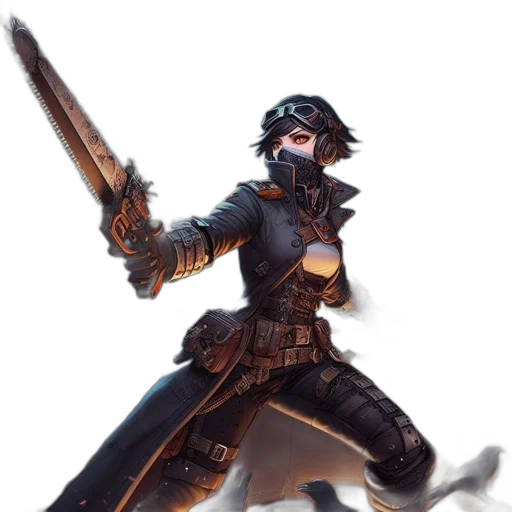 staff, sword, weapon, concept art, fantasy art, 3d render, cyberpunk, dark transparent PNG cut-out