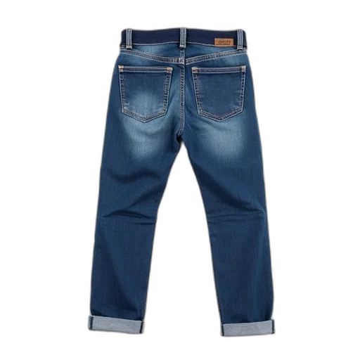 pair, blue, jeans, dark, waistband, small, logo, back transparent PNG cut-out