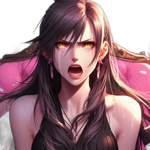 face, anime, concept art, fantasy art, pixel art, dark, red, colorful transparent PNG cut-out