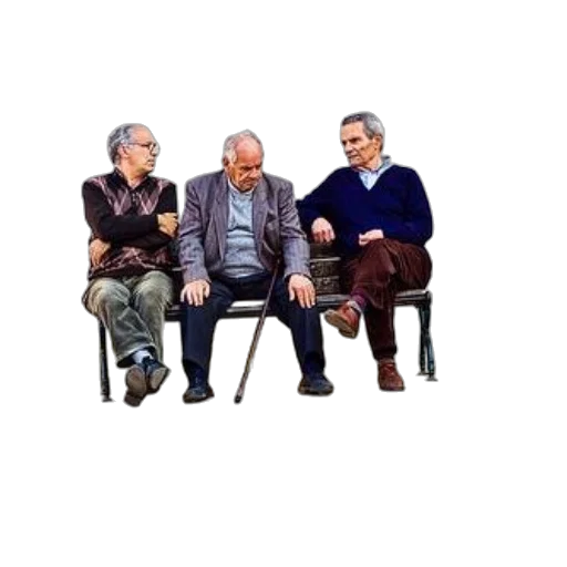 jacket, staff, furniture, shoes, outer space, three, elderly, men transparent PNG cut-out