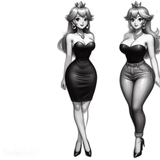 dress, concept art, fantasy art, 3d render, cartoon, monochrome, three, illustrations transparent PNG cut-out