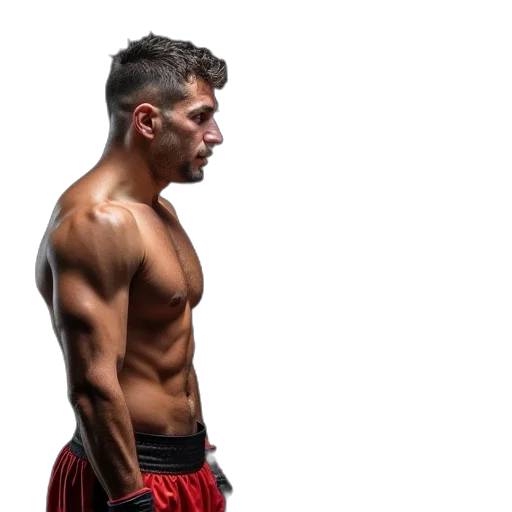 photorealistic, boxer, talks, about transparent PNG cut-out