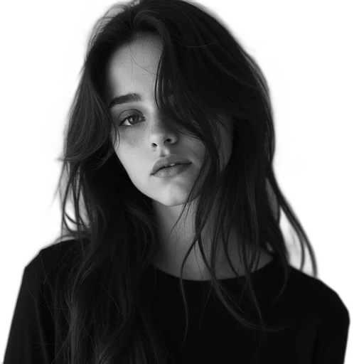 face, hair, dress, jacket, photorealistic, pencil sketch, cartoon, fantasy art transparent PNG cut-out