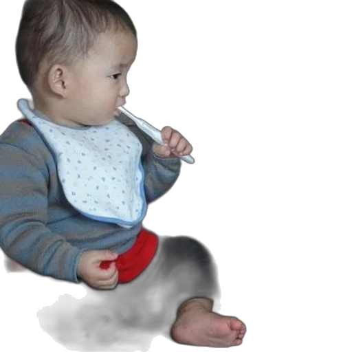 photorealistic, oil painting, 3d render, watercolor, baby, wearing, bib, sitting transparent PNG cut-out
