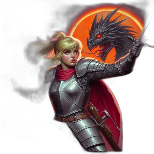 dragon, staff, sword, fantasy art, concept art, pixel art, comic book art, fire transparent PNG cut-out