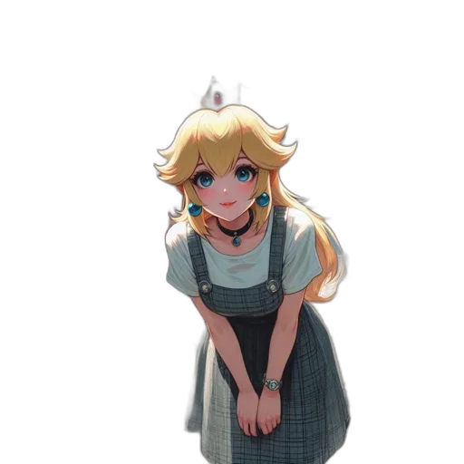 dress, staff, crown, face, pixel art, anime, concept art, 3d render transparent PNG cut-out