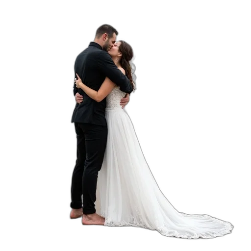 dress, photorealistic, fog, first, image, depicts, couple, embracing transparent PNG cut-out