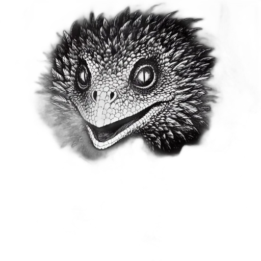 dragon, animal, creature, face, photorealistic, pencil sketch, concept art, 3d render transparent PNG cut-out