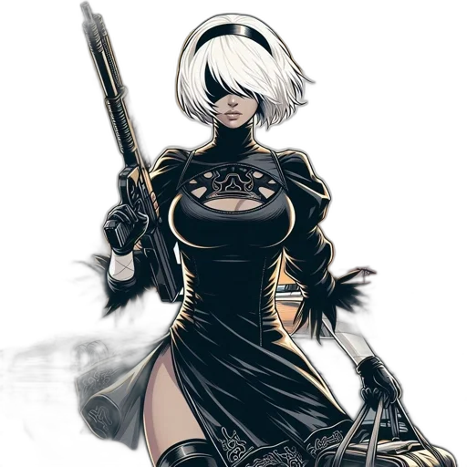 dress, weapon, staff, sword, concept art, comic book art, fantasy art, pixel art transparent PNG cut-out