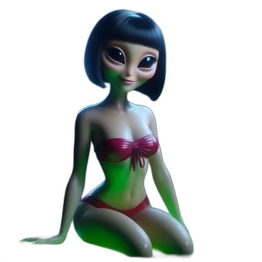creature, dress, robot, concept art, 3d render, fantasy art, comic book art, outer space transparent PNG cut-out