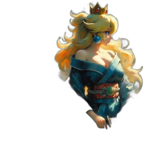 crown, dress, staff, concept art, 3d render, pixel art, fantasy art, blonde transparent PNG cut-out