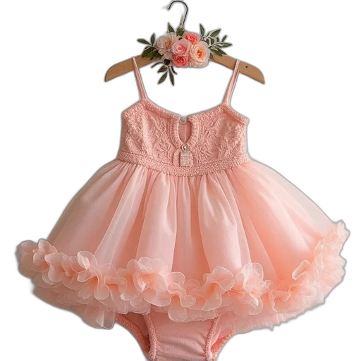dress, 3d render, baby, girl, blooming, diaper, set transparent PNG cut-out