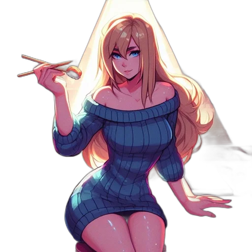 dress, staff, jacket, anime, concept art, pixel art, fantasy art, neon lights transparent PNG cut-out