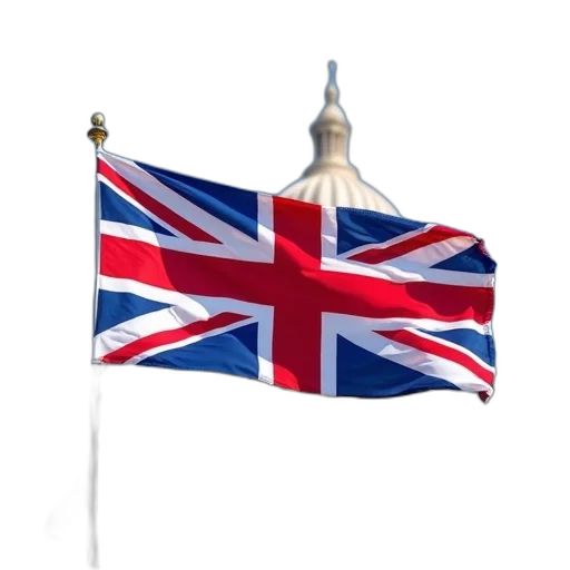 staff, british, flag, flying, front, building, clear, blue transparent PNG cut-out