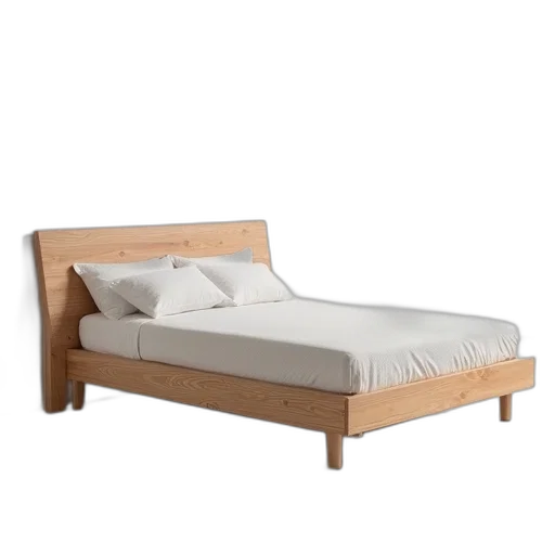 furniture, 3d render, earth tones, modern, minimalist, wooden, bed, frame transparent PNG cut-out
