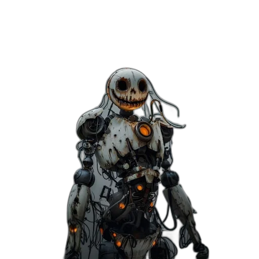 robot, creature, staff, weapon, concept art, 3d render, cyberpunk, fantasy art transparent PNG cut-out