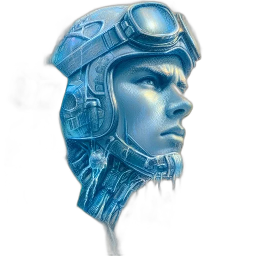 robot, face, mask, concept art, comic book art, 3d render, fantasy art, blue transparent PNG cut-out