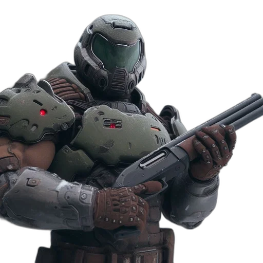 weapon, robot, concept art, 3d render, green, earth tones, armored, soldier transparent PNG cut-out