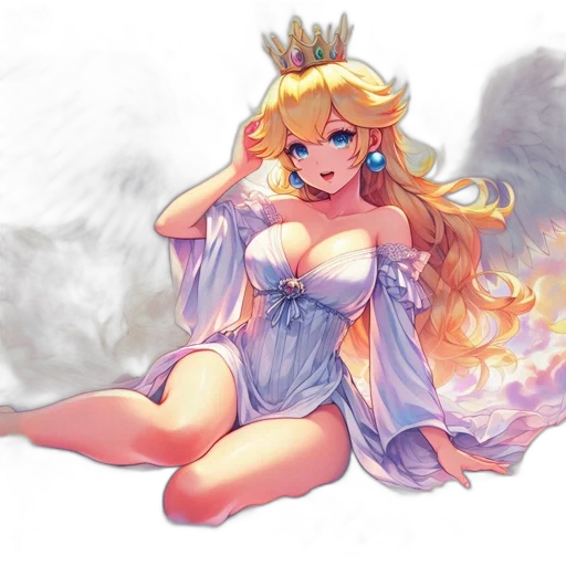 crown, dress, fantasy art, watercolor, concept art, pixel art, fire, pastel transparent PNG cut-out