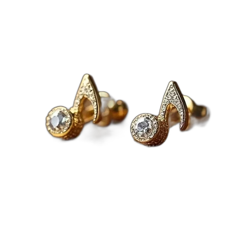 jewelry, crown, pair, gold, earrings, diamond, design, displayed transparent PNG cut-out