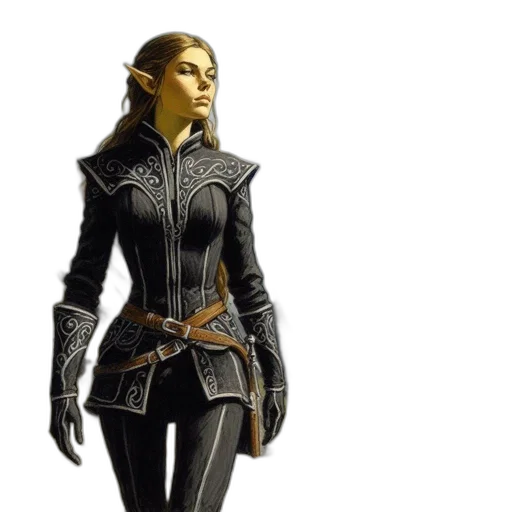 jacket, concept art, fantasy art, 3d render, comic book art, dark, female, character transparent PNG cut-out
