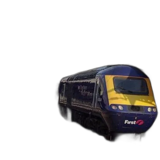 car, 3d render, photorealistic, concept art, blue, yellow, train, word transparent PNG cut-out
