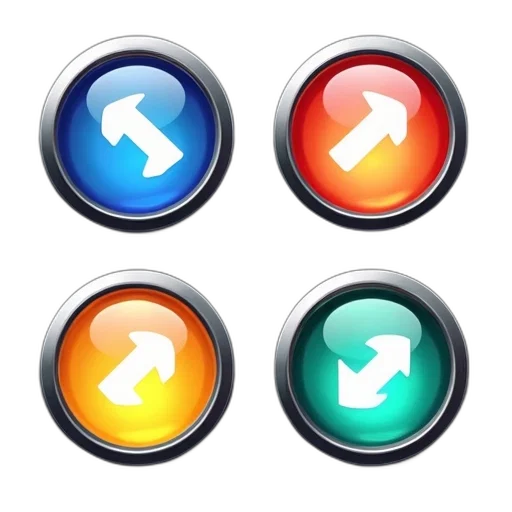 3d render, concept art, collection, four, circular, buttons, central, button transparent PNG cut-out