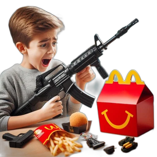 weapon, food, animal, robot, photorealistic, 3d render, concept art, vaporwave transparent PNG cut-out