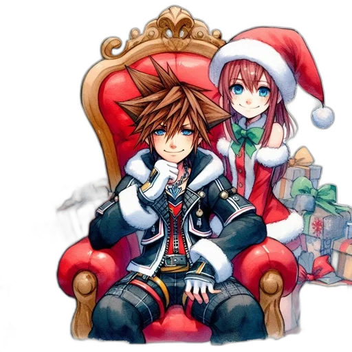concept art, pixel art, anime, fantasy art, snow, two, animated, characters transparent PNG cut-out
