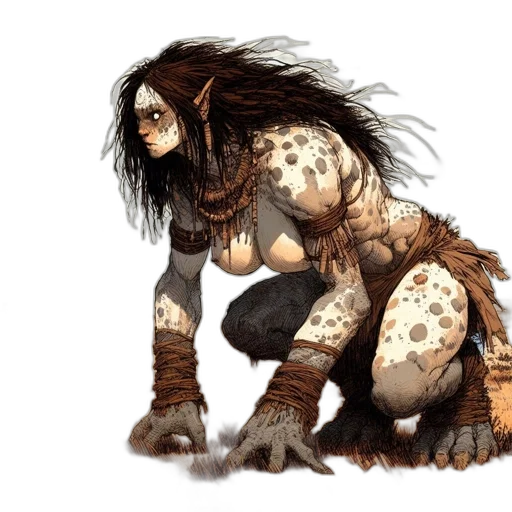 creature, animal, hair, concept art, fantasy art, comic book art, watercolor, earth tones transparent PNG cut-out