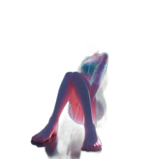 creature, hair, dress, mask, 3d render, concept art, vaporwave, watercolor transparent PNG cut-out