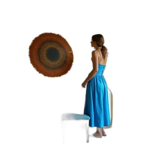dress, jewelry, umbrella, hair, 3d render, concept art, photorealistic, pixel art transparent PNG cut-out