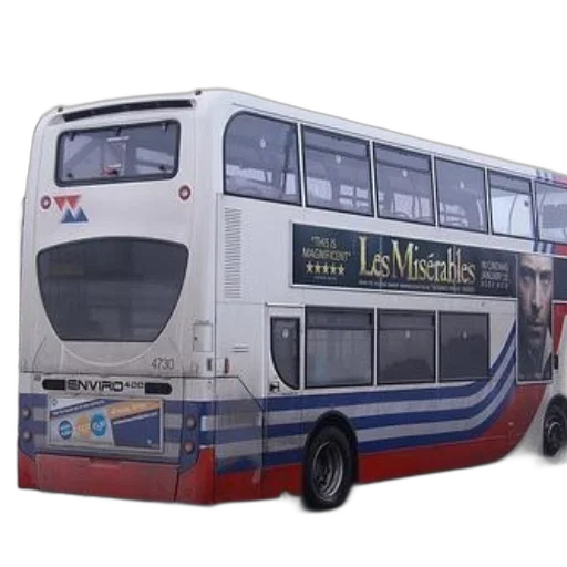 3d render, photorealistic, concept art, double-decker, bus, advertisement, les, misérables transparent PNG cut-out