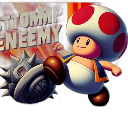 weapon, concept art, pixel art, 3d render, toad, mario, universe, dynamic transparent PNG cut-out