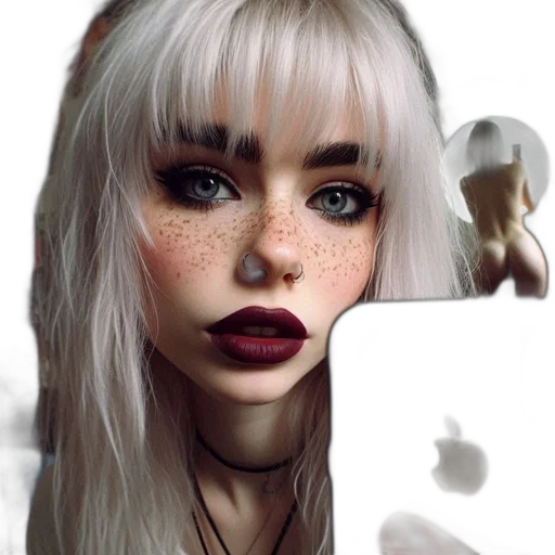 face, hair, robot, mask, photorealistic, fantasy art, 3d render, concept art transparent PNG cut-out