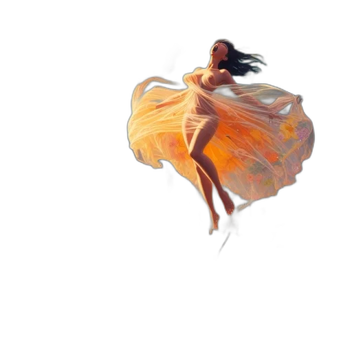 dress, hair, dragon, flower, oil painting, watercolor, photorealistic, concept art transparent PNG cut-out