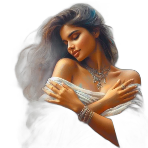 jewelry, dress, crown, fantasy art, photorealistic, oil painting, concept art, fire transparent PNG cut-out