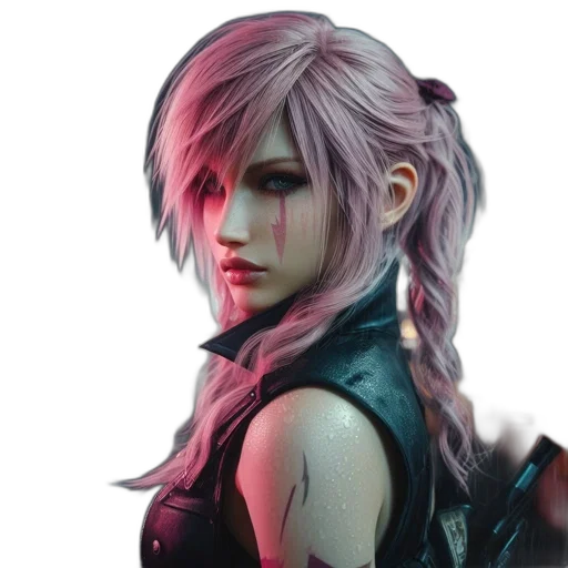 face, dragon, hair, concept art, fantasy art, cyberpunk, photorealistic, dark transparent PNG cut-out