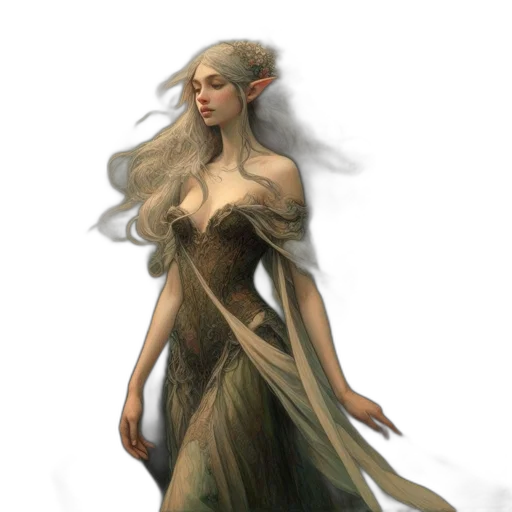 dress, dragon, staff, fantasy art, concept art, pixel art, watercolor, earth tones transparent PNG cut-out
