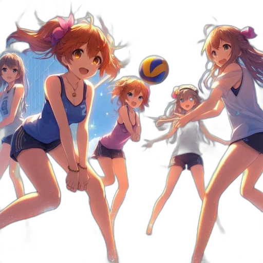 anime, concept art, cartoon, pixel art, beach, underwater, animated, females transparent PNG cut-out