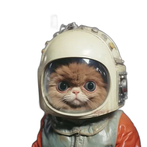 creature, animal, outer space, close-up, cat, wearing, astronaut, helmet transparent PNG cut-out