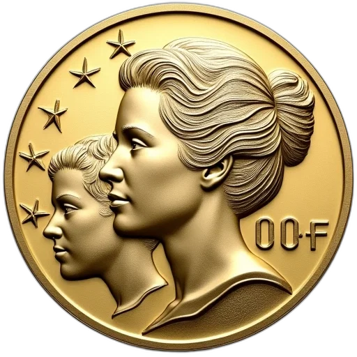 jewelry, golden, coin, features, head, woman, face, child transparent PNG cut-out