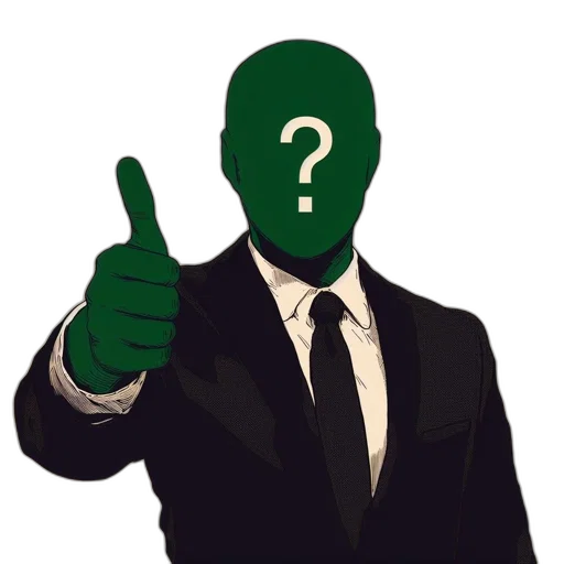 staff, face, mask, green, abstract, figure, suited, man transparent PNG cut-out