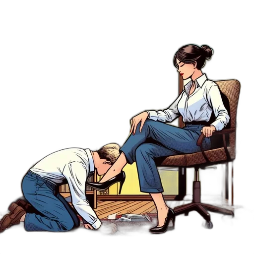 furniture, staff, shoes, woman, vintage, room, reads, while transparent PNG cut-out