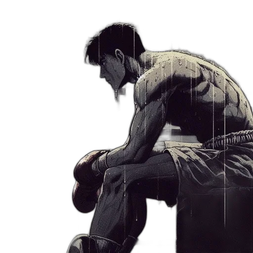 jacket, comic book art, concept art, photorealistic, watercolor, dark, monochrome, rainy transparent PNG cut-out