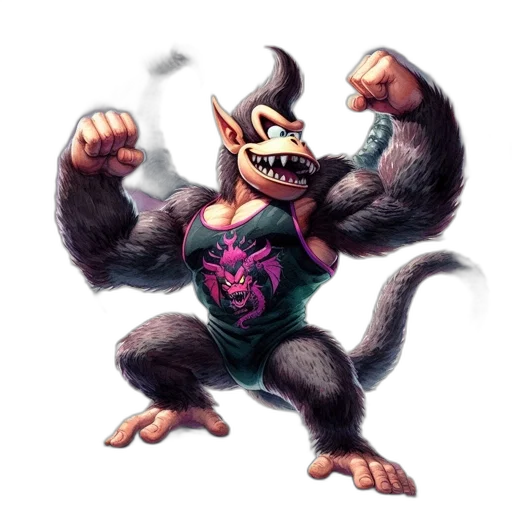 creature, animal, concept art, pixel art, fantasy art, 3d render, anthropomorphic, ape-like transparent PNG cut-out