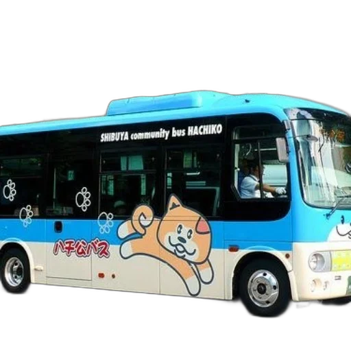cartoon, concept art, 3d render, photorealistic, blue, white, bus, dog transparent PNG cut-out